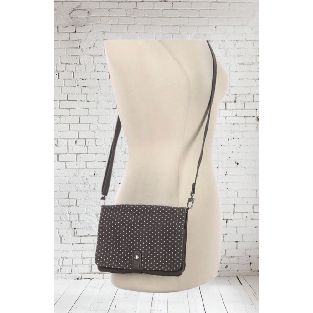 Thirty-One Polka Dot Crossbody Bag Gray